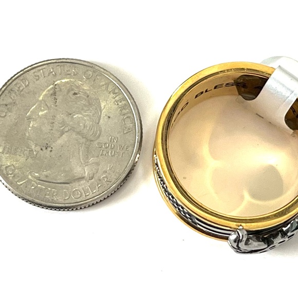 American Eagle Goth Biker Ring Stainless Steel Silver and Gold - Picture 9 of 9